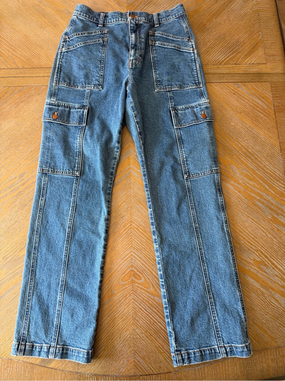 Madewell ’90s Straight Cargo Jeans Size 28 Medium Wash Utility Carpenter Denim
